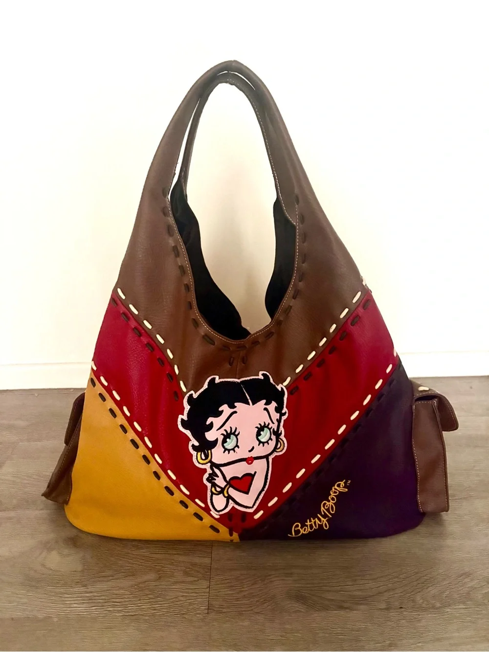 Betty Boop Y2K Multicolor Leather Hobo Bag Slouchy Large